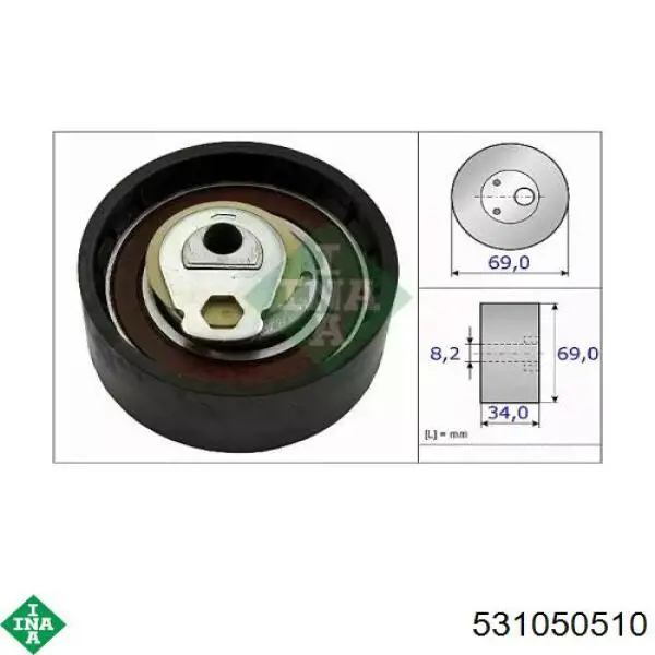 Натягувач ременя ГРМ 531050510 INA