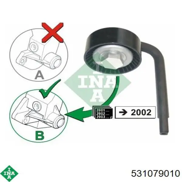 Ролик натягувача приводного ременя 531079010 INA