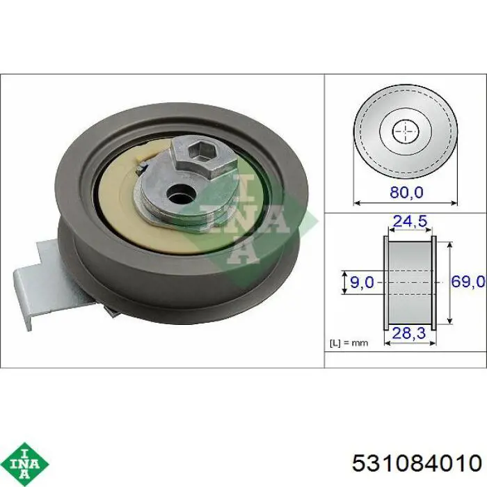Ролик натягувача ременя ГРМ INA 531084010