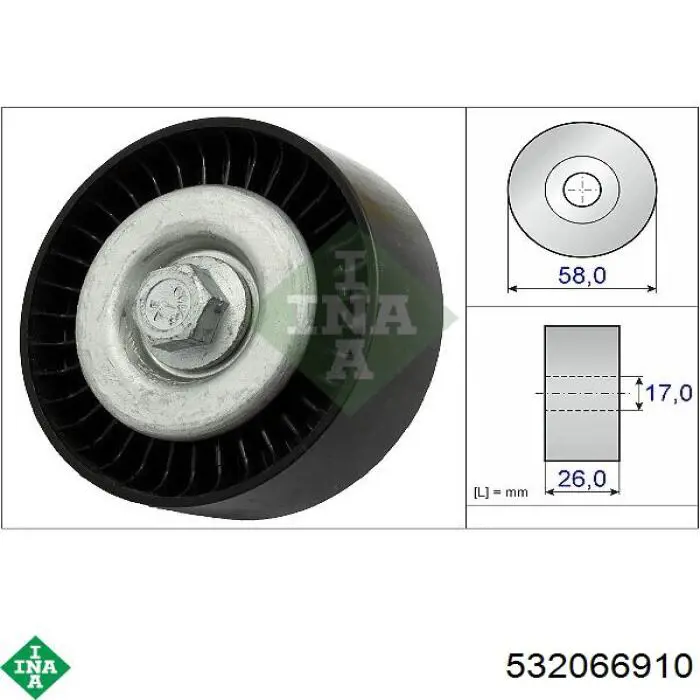 Ролик натягувача приводного ременя 532066910 INA