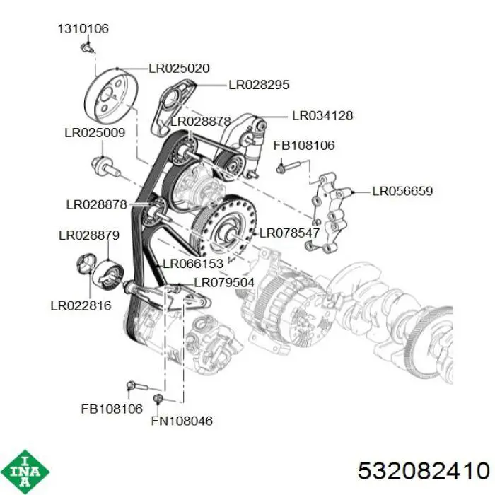 Ролик приводного ременя, паразитний INA 532082410 ціна, від 11.76 USD