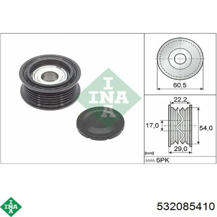 Ролик приводного ременя, паразитний 532085410 INA