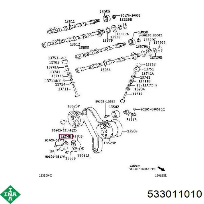 Натягувач ременя ГРМ INA 533011010 ціна, від 42.42 USD