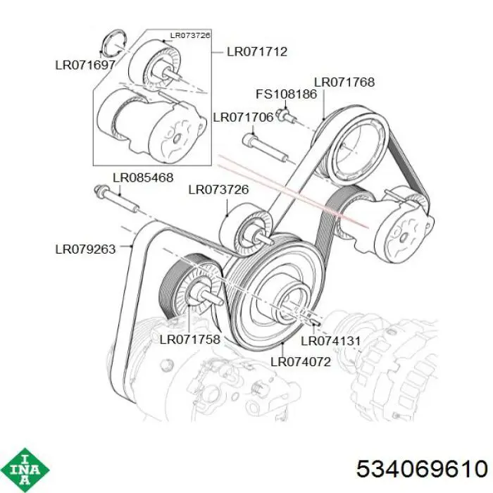 Натягувач приводного ременя 534069610 INA