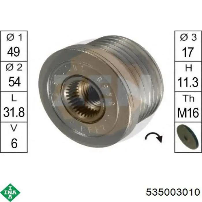 Купити 535003010 INA Шків генератора