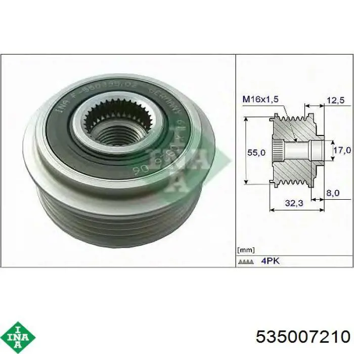 Купити 535007210 INA Шків генератора