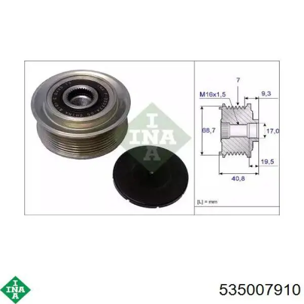 Купити 535007910 INA Шків генератора