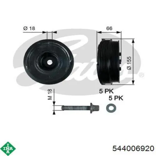 Шків колінвала (демпфер ) INA 544006920 ціна, від 117.21 USD