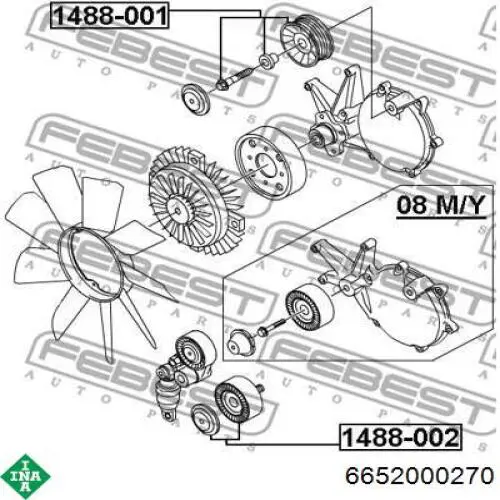Натягувач приводного ременя 6652000270 INA