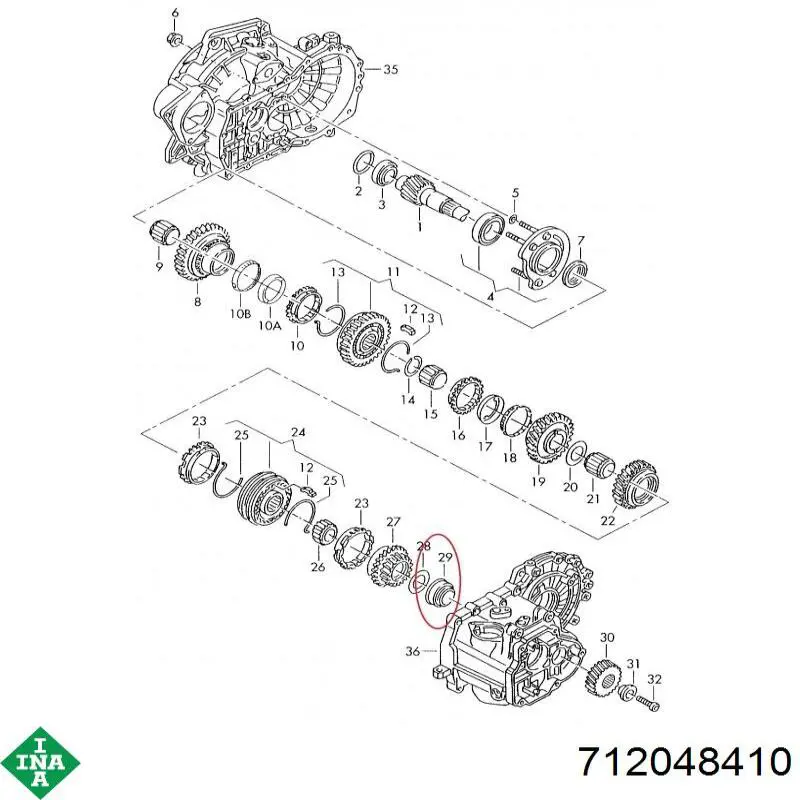 Підшипник вторинного валу коробки INA 712048410 ціна, від 13.96 USD