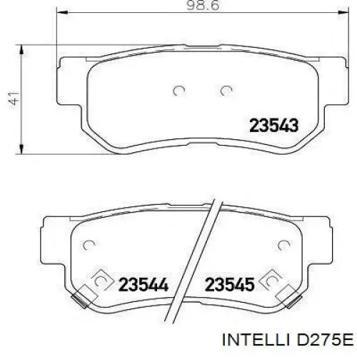 Колодки гальмові задні, дискові D275E Intelli