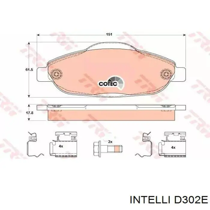 Колодки гальмівні передні, дискові D302E Intelli