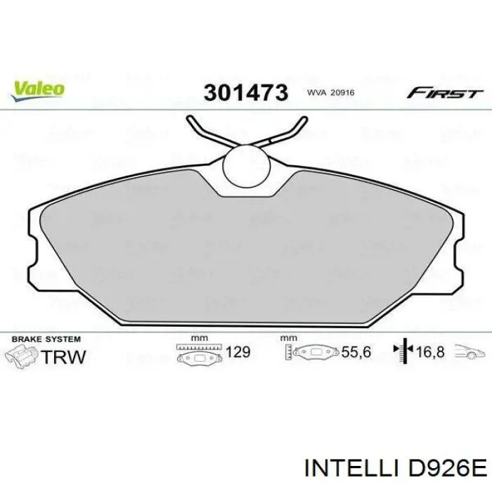 Колодки гальмівні передні, дискові D926E Intelli