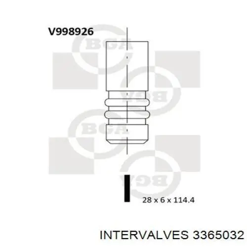 Клапан впускний 3365032 Intervalves