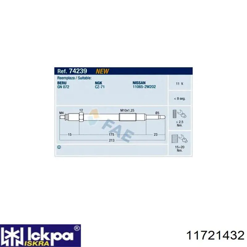11721432 Iskra Свічки розжарювання