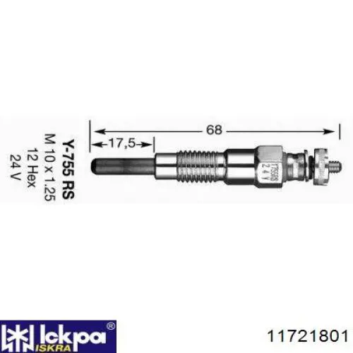Свіча накалу Iskra 11721801 ціна, від 11.79 USD