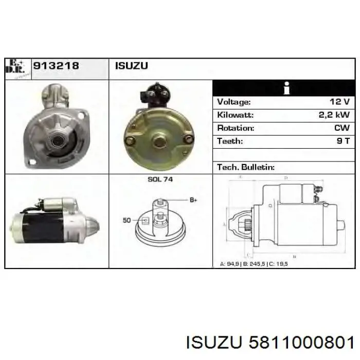 Стартер 5811000800 Isuzu
