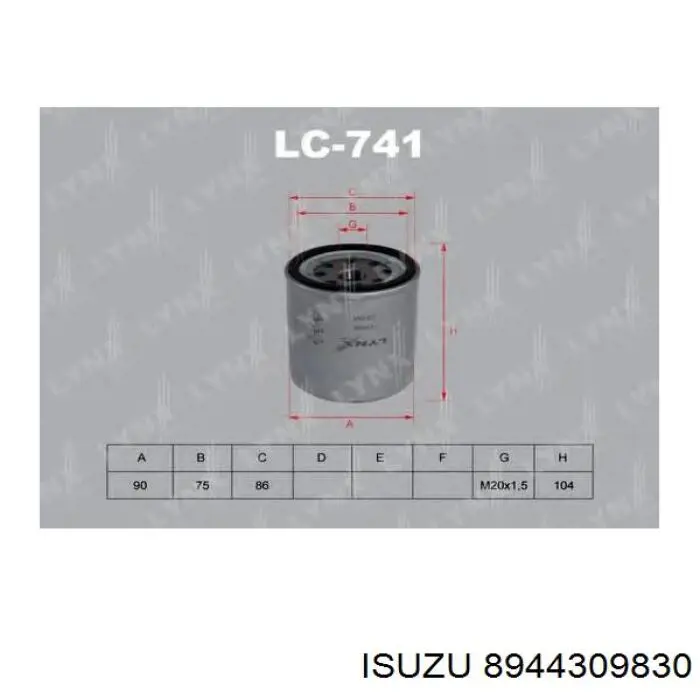 Масляний фільтр двигуна Isuzu 8944309830 ціна, від 6.68 USD