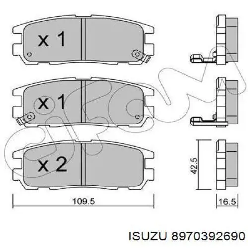 8970392690 Isuzu Колодки гальмівні задні, дискові