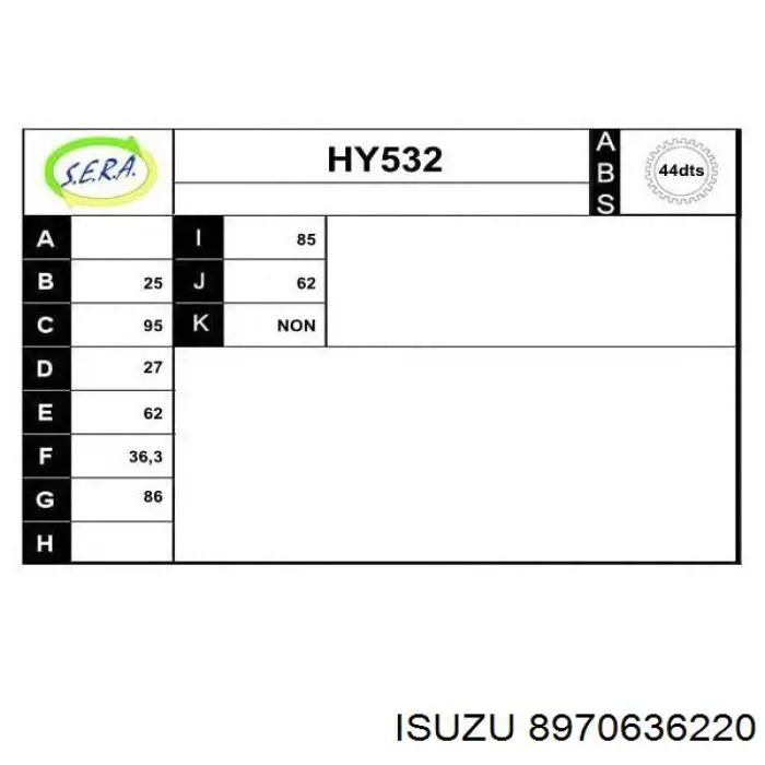 Граната колісна Isuzu 8970636220 ціна, від 38.64 USD