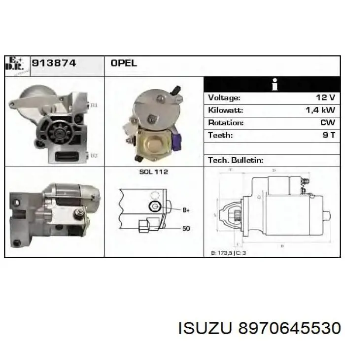 Купити 8970645530 Isuzu Стартер