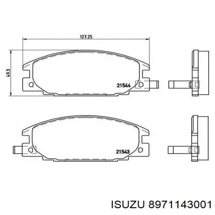 Колодки гальмівні передні, дискові 8971143001 Isuzu