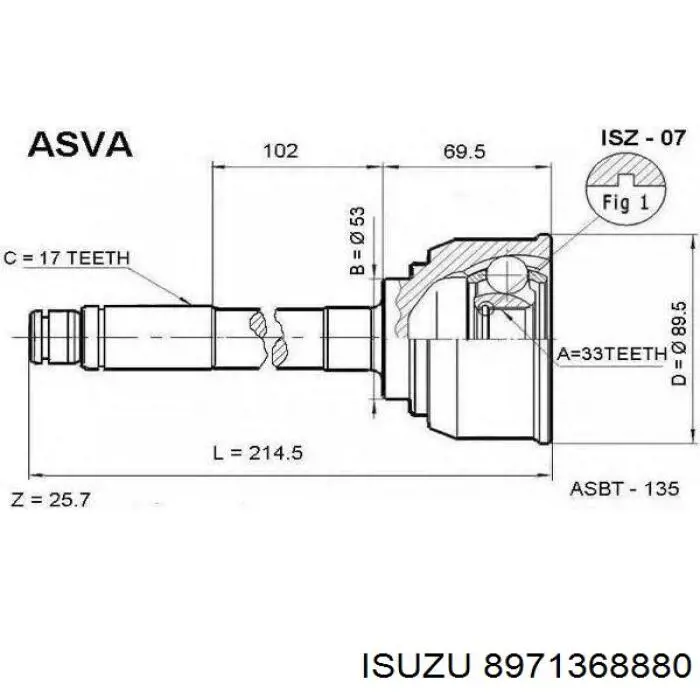 ШРУС зовнішній передній 8971368880 Isuzu