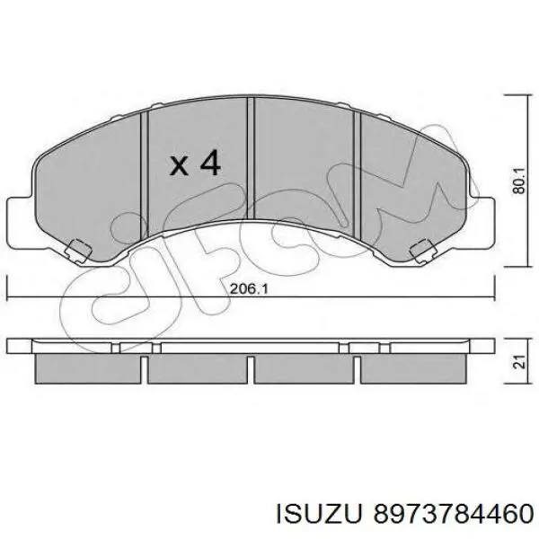 Колодки гальмівні передні, дискові 8973784460 Isuzu