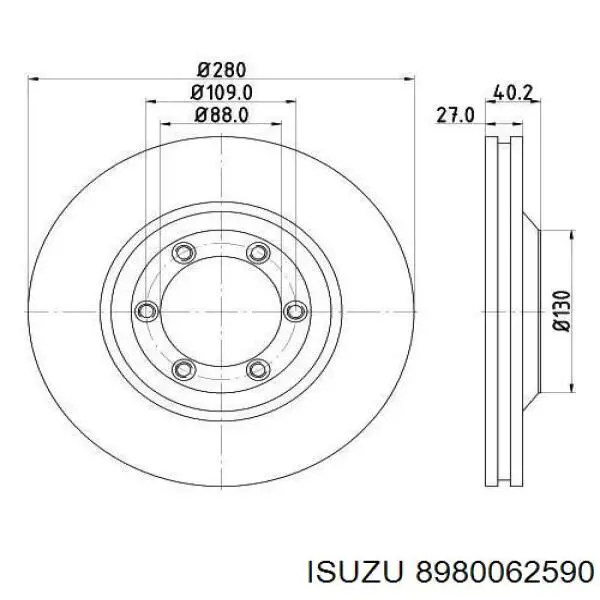 Диск гальмівний передній 8980062590 Isuzu