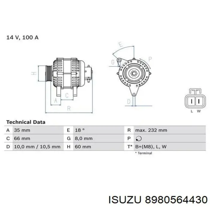 8980564430 Isuzu генератор