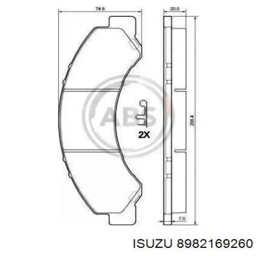 Колодки гальмівні передні, дискові 8982169260 Isuzu