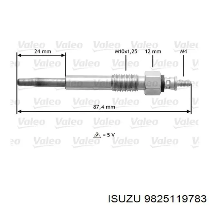 Свічка накалу 9825119783 Isuzu
