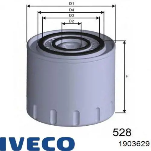 Масляний фільтр двигуна Iveco 1903629 ціна, від 18.56 USD