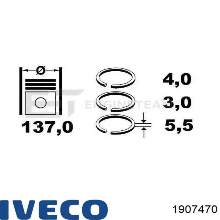 Кільця поршневі на 1 циліндр, STD. Iveco 1907470 ціна, від 27.98 USD