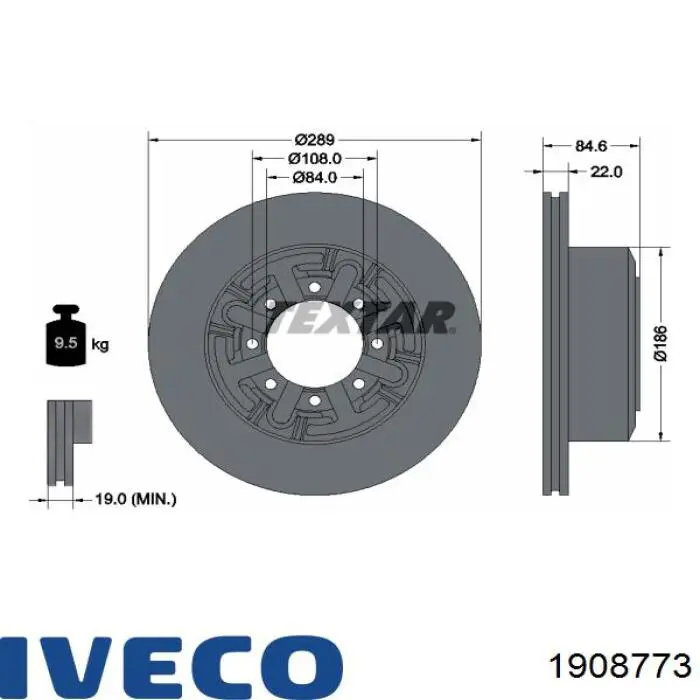 Купити 1908773 Iveco Диск заднього гальма