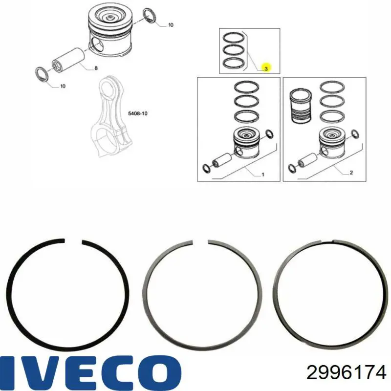 Кільця поршневі на 1 циліндр, STD. 2996174 Iveco