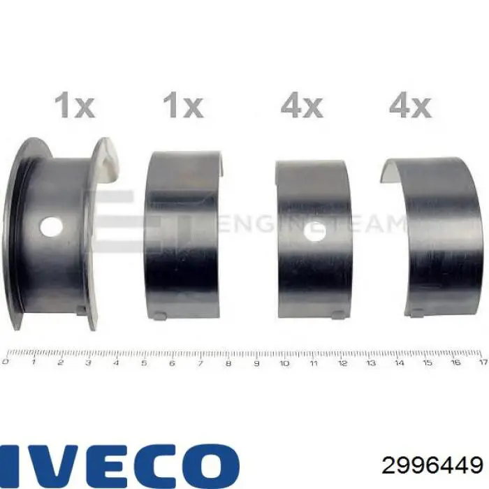 2996449 Iveco Вкладиші коленвала, корінні, комплект, стандарт (STD)