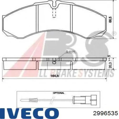 Колодки гальмові задні, дискові 2996535 Iveco