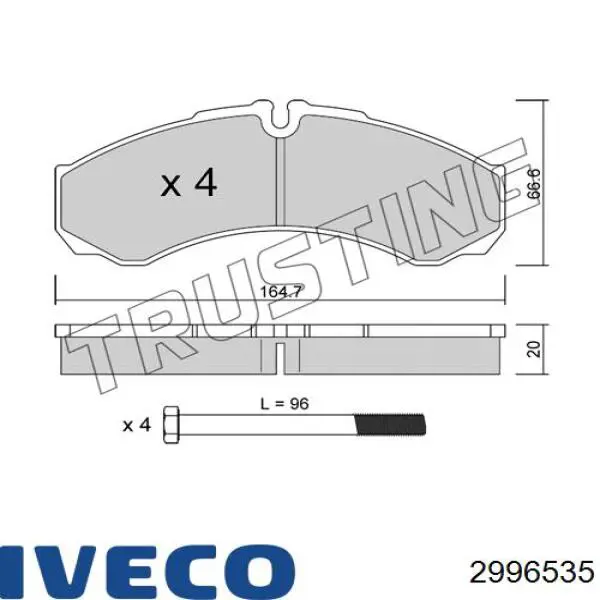 2996535 Iveco Колодки гальмівні задні, дискові