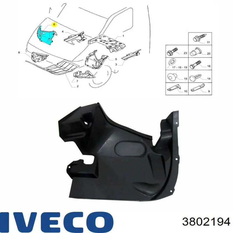 Підкрилок переднього крила, лівий Iveco 3802194 ціна, від 20.95 USD