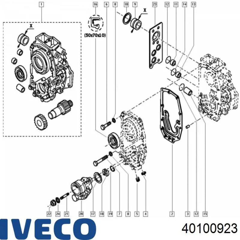 Сальник колінвала двигуна, передній 40100923 Iveco