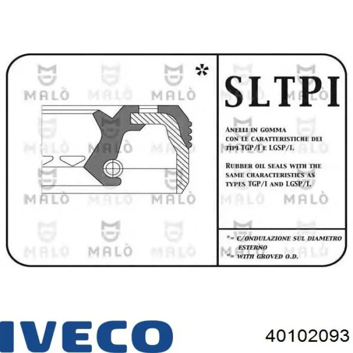 Сальник коленвалу 40102093 Iveco