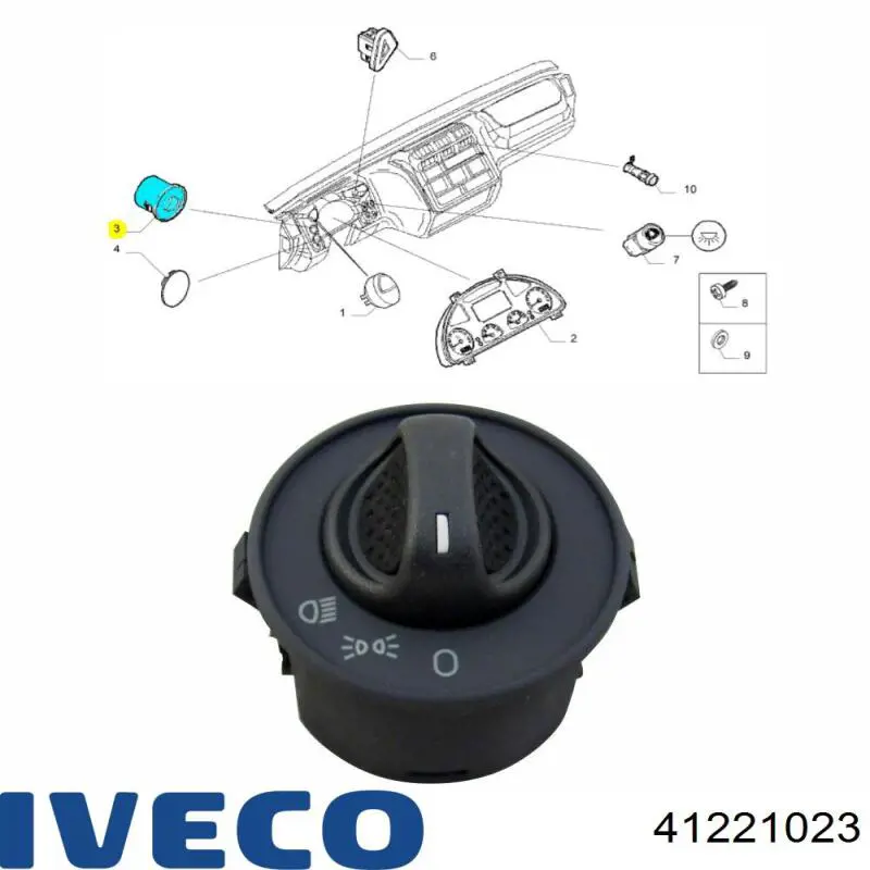 41221023 Iveco Перемикачі електричні (перемикач світла центральний)