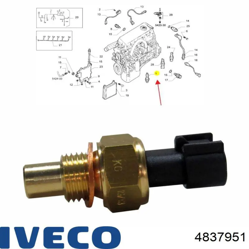 Купити 4837951 Iveco Датчик температури охолоджуючої рідини
