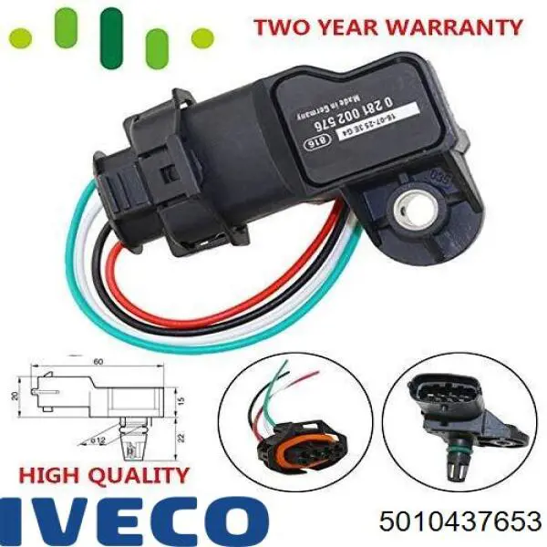 Купити 5010437653 Iveco Датчик тиску наддуву (датчик нагнітання повітря в турбіну)