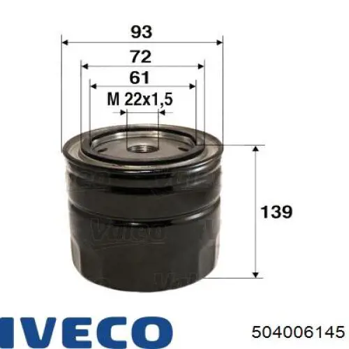 Масляний фільтр двигуна Iveco 504006145 ціна, від 6.55 USD