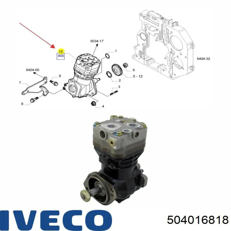 Компресор пневмопідкачки (амортизаторів) 504016818 Iveco