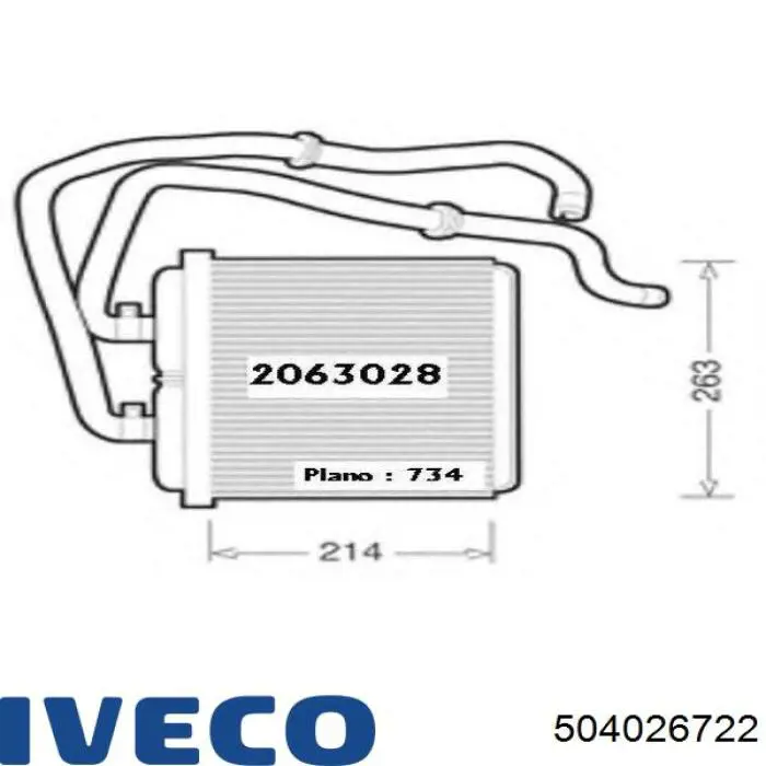 504026722 Iveco Радіатор опалювача салону