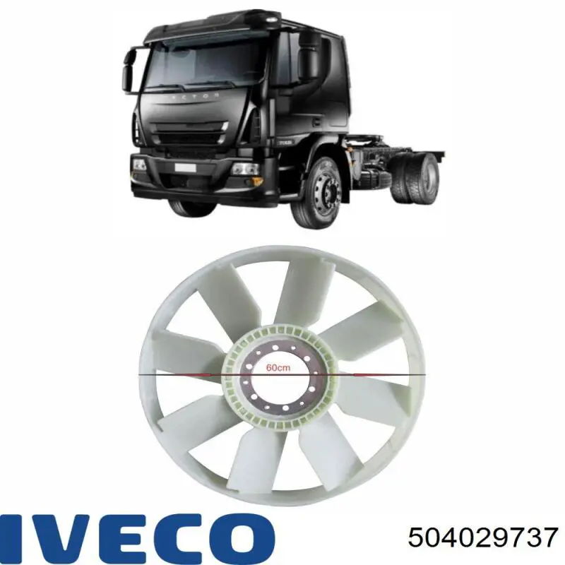 Вентилятор/крильчатка радіатора охолодження Iveco 504029737 ціна, від 74.74 USD