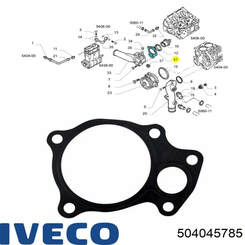 Прокладка корпусу термостата 504045785 Iveco